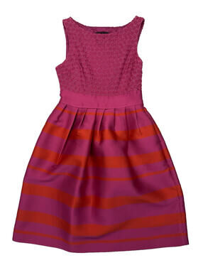 Carolina Herrera Silk Blend Sleeveless Bodice Dress Fushia Red Size US 4